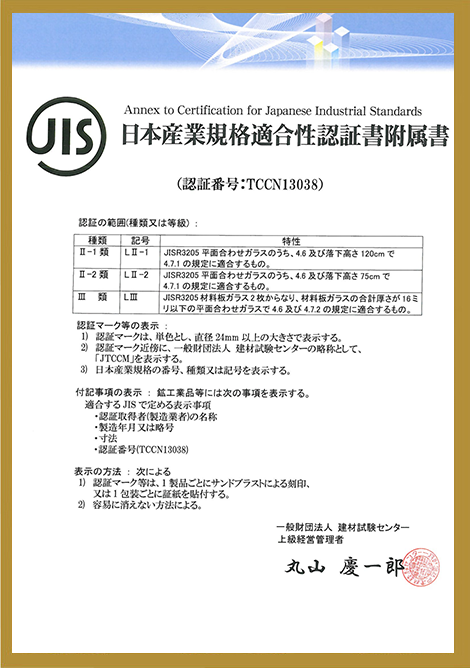 JIS certificate